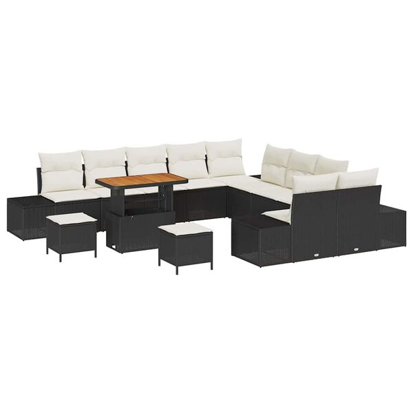 vidaXL Ensemble de canapé de jardin 13 Pièces Noir Poly rotin