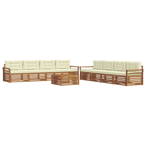 vidaXL Ensemble de canapés d'extérieur 9 Pièces Naturel et Crème