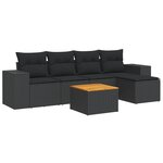 vidaXL Salon de jardin 6 Pièces avec coussins noir résine tressée