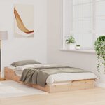 vidaXL Cadre de lit surélevé Marron 90 x 210 cm Bois massif en pin