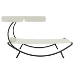 vidaXL Chaise longue de jardin avec auvent et oreiller Blanc crème