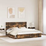 vidaXL Lit de Rangement Chêne fumé 180 x 200 cm Bois d'ingénierie