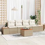 vidaXL Ensemble de canapé de jardin 5 Pièces Beige Poly rotin