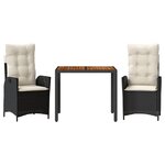 vidaXL Ensemble à manger de jardin avec coussins 3 Pièces Noir