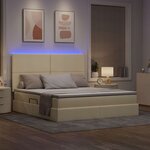 vidaXL Lit avec rangement et LED avec LED Crème 160 x 200 cm Polyester