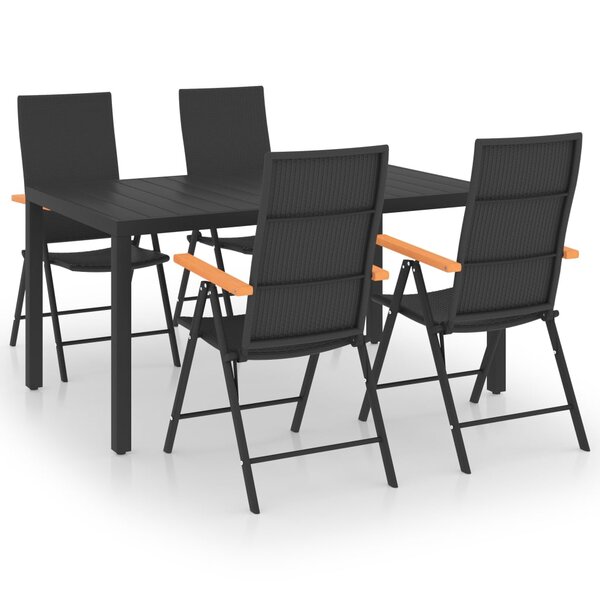 vidaXL Ensemble à manger de jardin 5 Pièces noir et marron