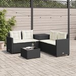 vidaXL Canapé de jardin avec table et coussins en forme de L noir
