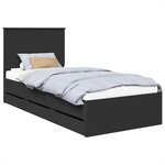 vidaXL Cadre de lit avec tiroir Noir 90 x 200 cm Bois Ingénierie
