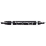 Feutre permanent lumocolor duo 348 staedtler double pointe noir