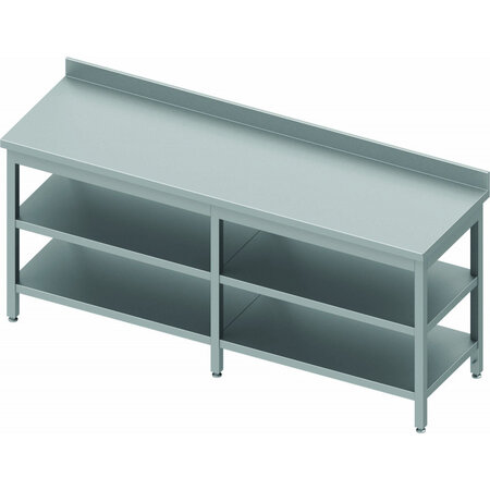 Table inox adossée avec 2 etagères & renfort - profondeur 800 - stalgast -  - inox2800x800 x800x900mm