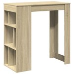 vidaXL Table de bar avec étagères chêne sonoma bois d'ingénierie