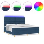 vidaXL Lit à ressorts avec matelas Bleu 200 x 200 cm tissu