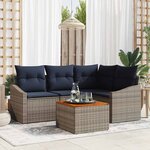 vidaXL Ensemble de canapé de jardin 5 Pièces gris et bleu marine