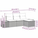 vidaXL Ensemble de Canapés de Jardin 4 Pièces avec Coussins Gris Poly Rattan