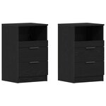 vidaXL Cabinet de chevet avec tiroir 2 Pièces Chêne noir 40 x 35 x 65 cm