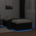 vidaXL Cadre de lit avec lumières LED noir 90x190 cm bois d’ingénierie