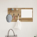 vidaXL Porte-manteau mural avec étagère avec stockage avec miroir Chêne artisan 90 x 10 x 50 cm