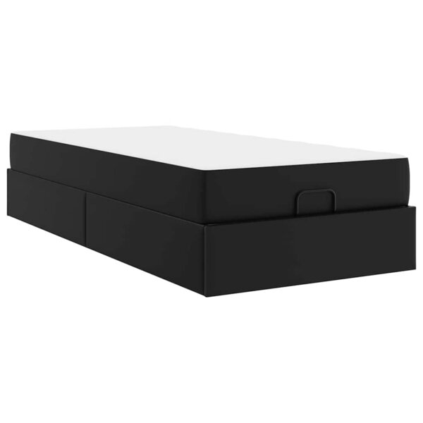 vidaXL Cadre de lit avec matelas Noir 80 x 200 cm Faux cuir