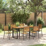 vidaXL Ensemble de salle à manger pour jardin 7 Pièces Noir