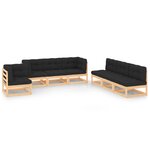 vidaXL Salon de jardin 7 Pièces avec coussins Bois de pin massif