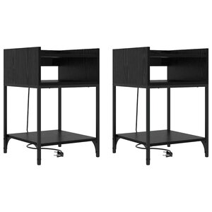 vidaXL Cabinet de chevet avec étagère 2 Pièces Chêne noir 40 x 40 x 61 cm