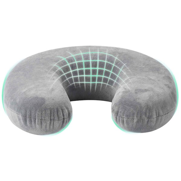 vidaXL Oreiller de Voyage pour le Cou Gris 27 x 27 x 8 5 cm Velours