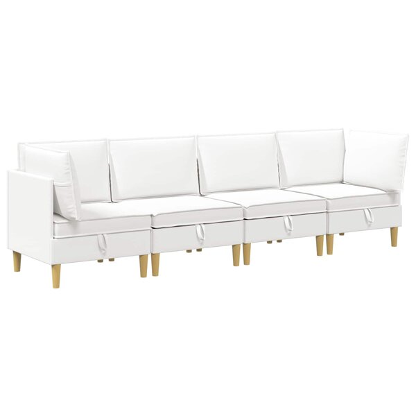 vidaXL Canapé modulaire avec rangement 4 Pièces Blanc Tissu