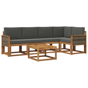 vidaXL Ensemble de canapés d'extérieur 6 Pièces Naturel et Anthracite