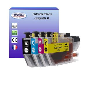 T3AZUR Lot de 4 Cartouches compatibles avec Brother LC3213 XL