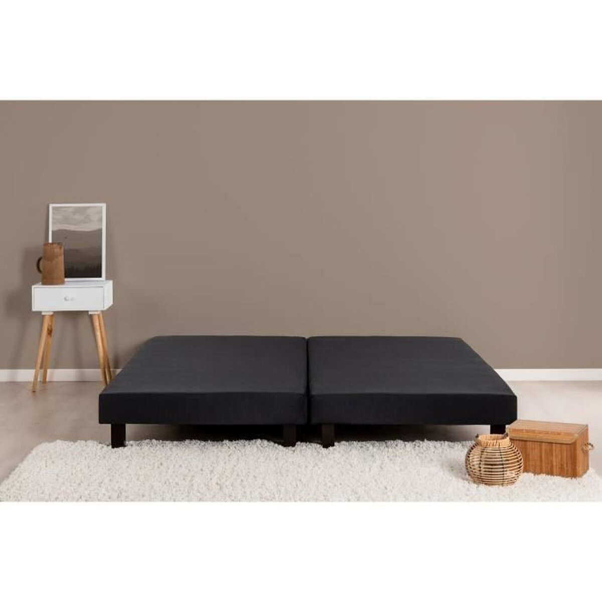 Rete Imbottita Sommiflex 2x80x200 Cm - Colore Nero - 160x200 Cm - Fabbricata In Francia - Materiale PEFC