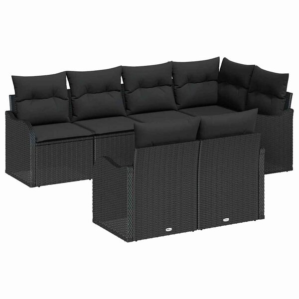 vidaXL Ensemble de canapé de jardin Noir polyrotin