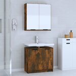 vidaXL Ensemble d'armoires de salle de bain 2 Pièces chêne fumé