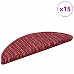 vidaXL Tapis d'escalier auto-adhésifs 15 Pièces Rouge 56 x 17 x 3 cm