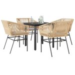 vidaXL Ensemble à manger jardin coussins 5Pièces marron poly rotin verre
