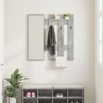 vidaXL Porte-manteau mural avec stockage avec miroir Gris Béton 100 x 10 x 100 cm