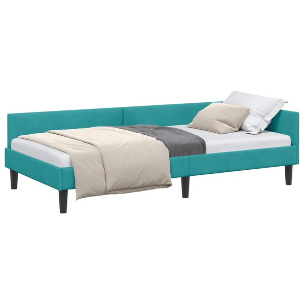 vidaXL Cadre de lit d'angle Turquoise 100 x 200 cm Velours