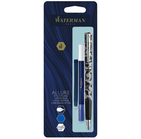 Waterman graduate allure stylo plume  camouflage  plume fine  cartouche encre bleue  effaceur-réécriveur  blister