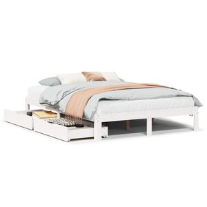vidaXL Cadre de lit avec tiroirs sans matelas blanc 120x200 cm