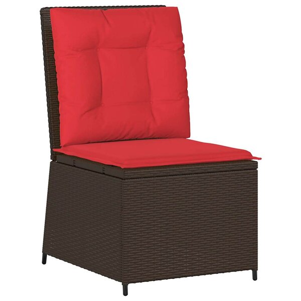 vidaXL Canapé de jardin avec coussin Marron et rouge polyrotin