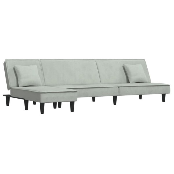vidaXL Canapé-lit en forme de L gris clair 255x140x70 cm velours
