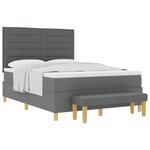 vidaXL Lit à ressorts avec tête de lit Gris foncé 190 x 140 cm tissu