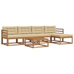 vidaXL Ensemble de canapés d'extérieur 6 Pièces Naturel et Beige