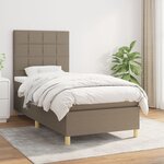 vidaXL Sommier à lattes de lit avec matelas Taupe 90x200 cm Tissu