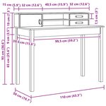 vidaXL Bureau avec tiroir Cire marron 110 x 50 x 93 cm Pin massif