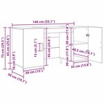 vidaXL Bureau Bois Ancien 140 x 50 x 75 cm Bois d'ingénierie