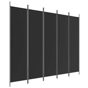 vidaXL Cloison de séparation 5 panneaux Noir 250x200 cm Tissu