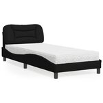 vidaXL Lit avec matelas noir 90x190 cm tissu