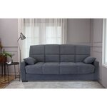 Canapé clic clac 3 places - Tissu gris clair - Epaisseur 17 cm - L223 x P96 x H 103 cm - MEGAN