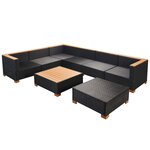 vidaXL Salon de jardin 8 Pièces avec coussins Résine tressée Noir