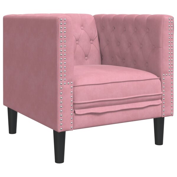 vidaXL Fauteuil Chesterfield rose velours
